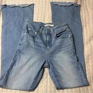 Levis Womens 726 Flare Leg Jeans Size 25‎ Whiskered Medium Wash Boho Hippie